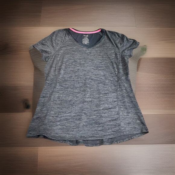Women's Danskin Semi Fitted Gray Athletic Shirt Sz XL Vented Gym Top Yoga - Picture 2 of 6